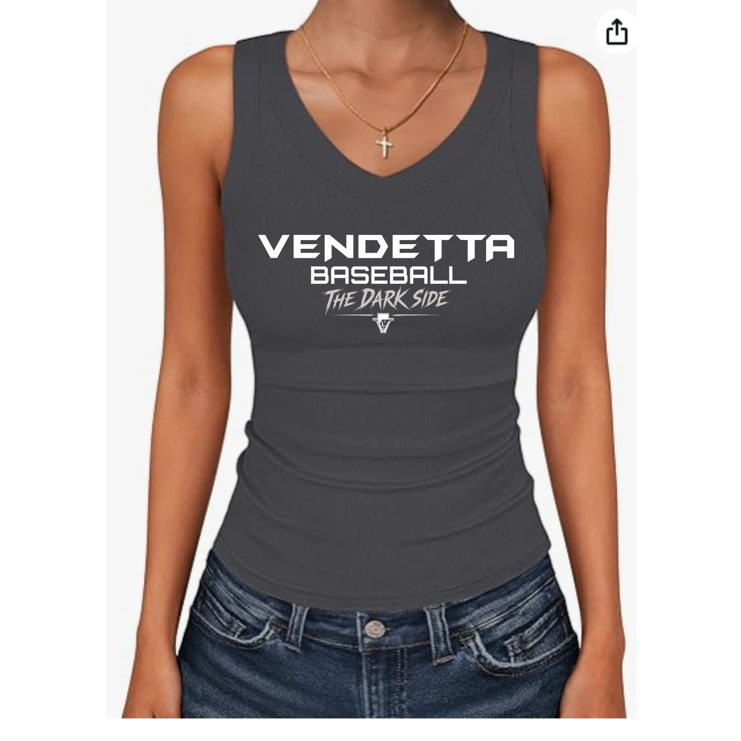 WS- Women V Neck Ribbed Knit Slim Fitted Sleeveless Basic Tee Tank
